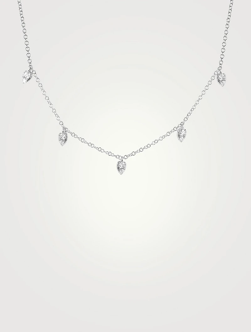 14K Gold Mini Teardrop Choker Necklace With Diamonds