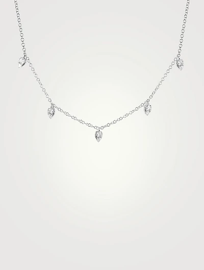 14K Gold Mini Teardrop Choker Necklace With Diamonds