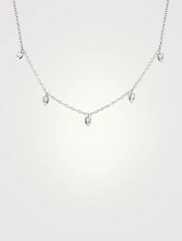 14K Gold Mini Teardrop Choker Necklace With Diamonds