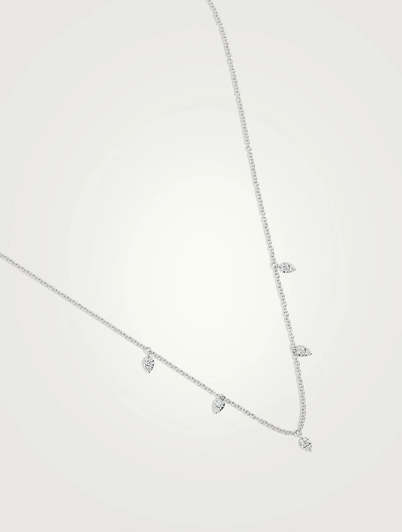 14K Gold Mini Teardrop Choker Necklace With Diamonds