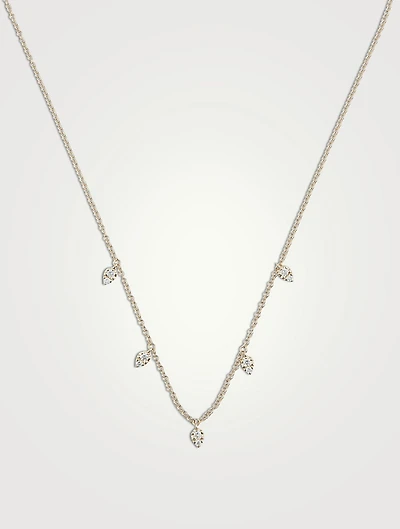 14K Gold Mini Teardrop Choker Necklace With Diamonds