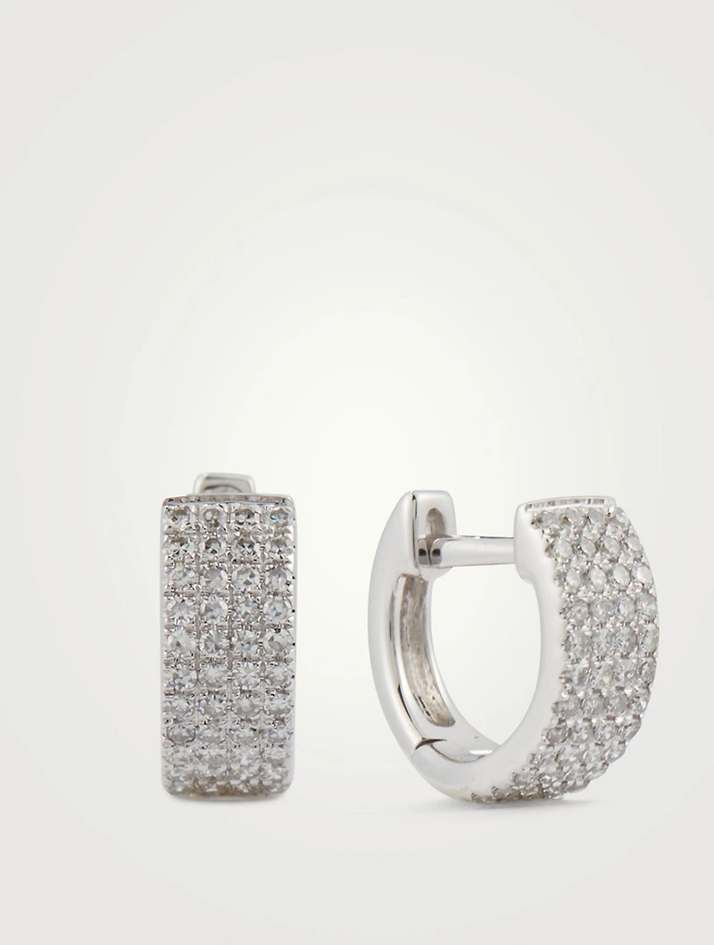 Jumbo 14K White Gold Huggie Hoop Earrings