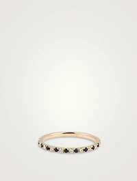 14K Gold Eternity Band Ring With Blue Sapphire And Diamonds