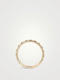 14K Gold Eternity Band Ring With Blue Sapphire And Diamonds