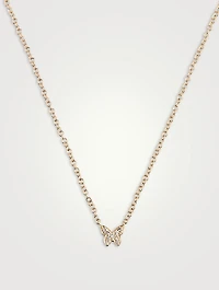 14K Gold Baby Butterfly Necklace With Diamonds