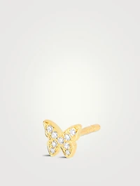 14K Gold Baby Butterfly Stud Earring With Diamonds