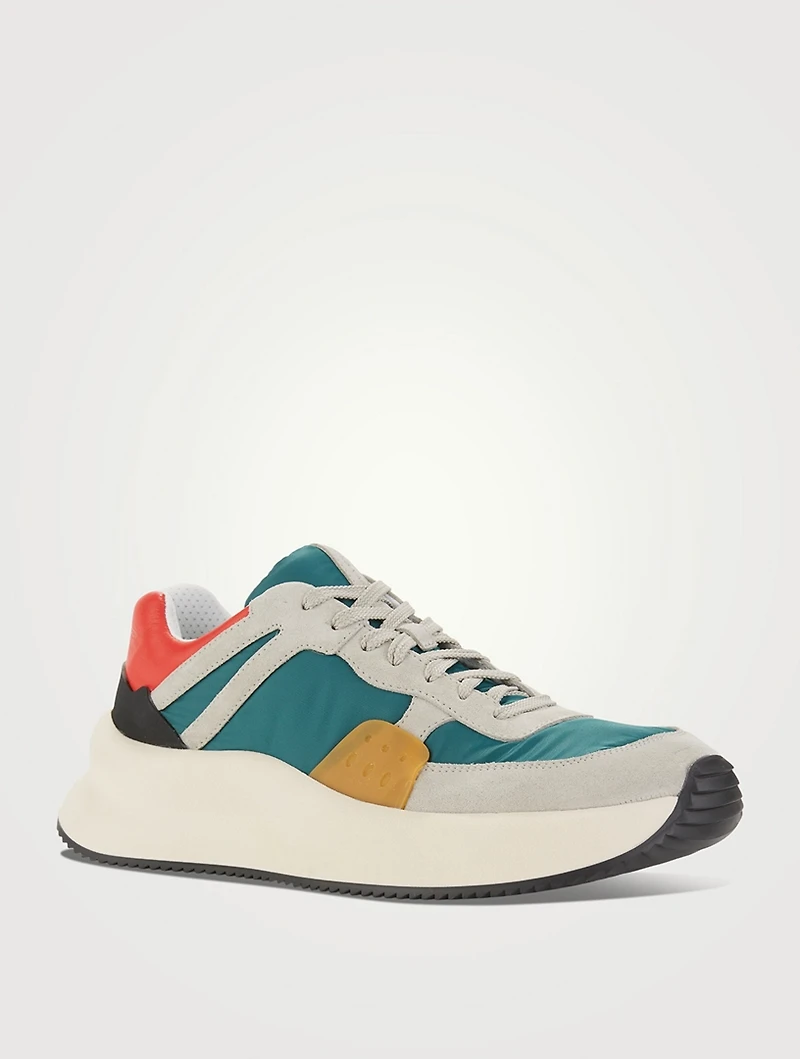 Nylon And Leather Sneakers