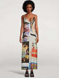 Stella McCartney x Disney Silk Twill Maxi Slip Dress Fantasia Poster Print