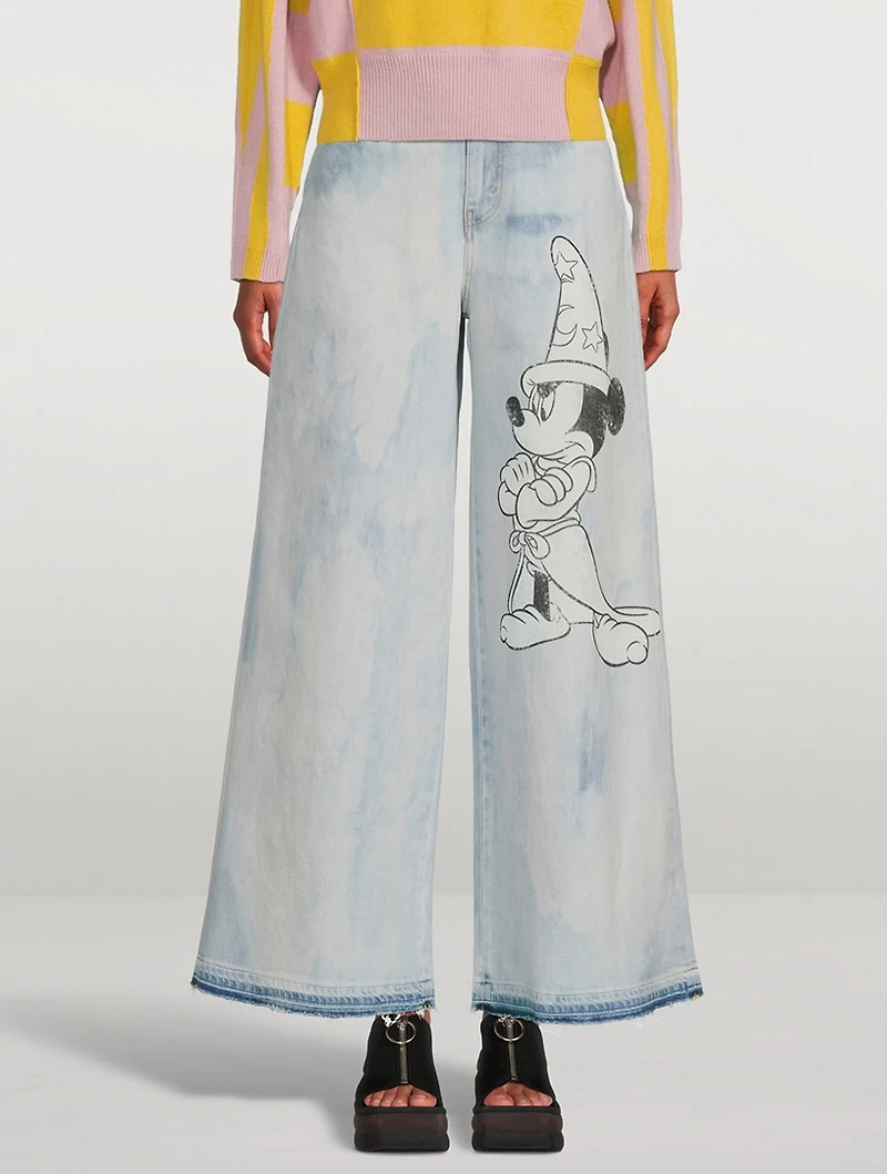 Stella McCartney x Disney Bleached Shadow Spots High-Waisted Wide Leg Jeans