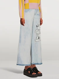 Stella McCartney x Disney Bleached Shadow Spots High-Waisted Wide Leg Jeans