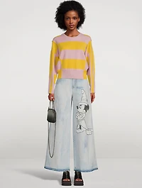 Stella McCartney x Disney Bleached Shadow Spots High-Waisted Wide Leg Jeans