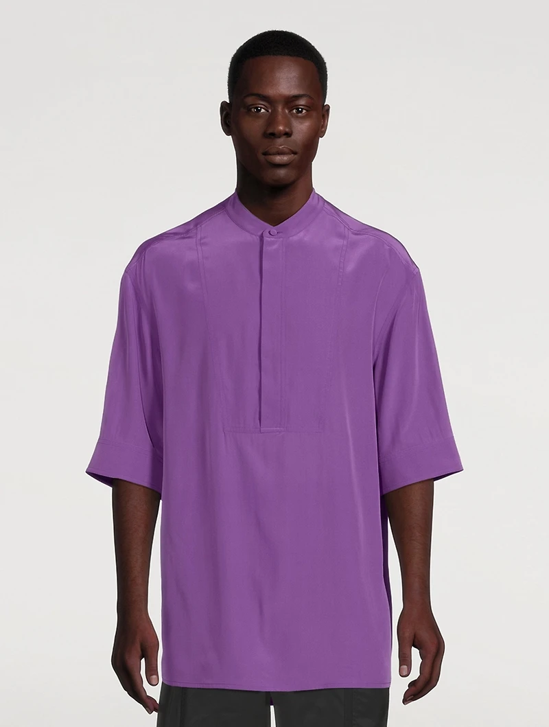 Washed Silk Short-Sleeve Shirt