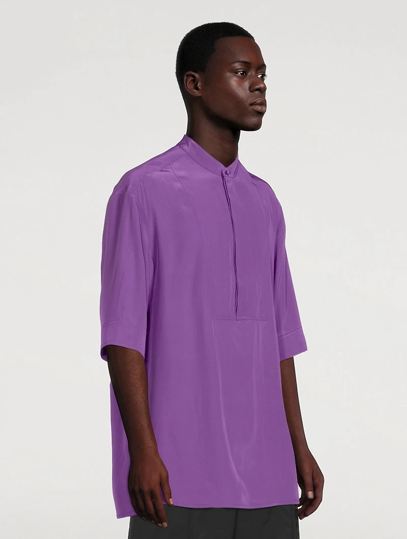 Washed Silk Short-Sleeve Shirt