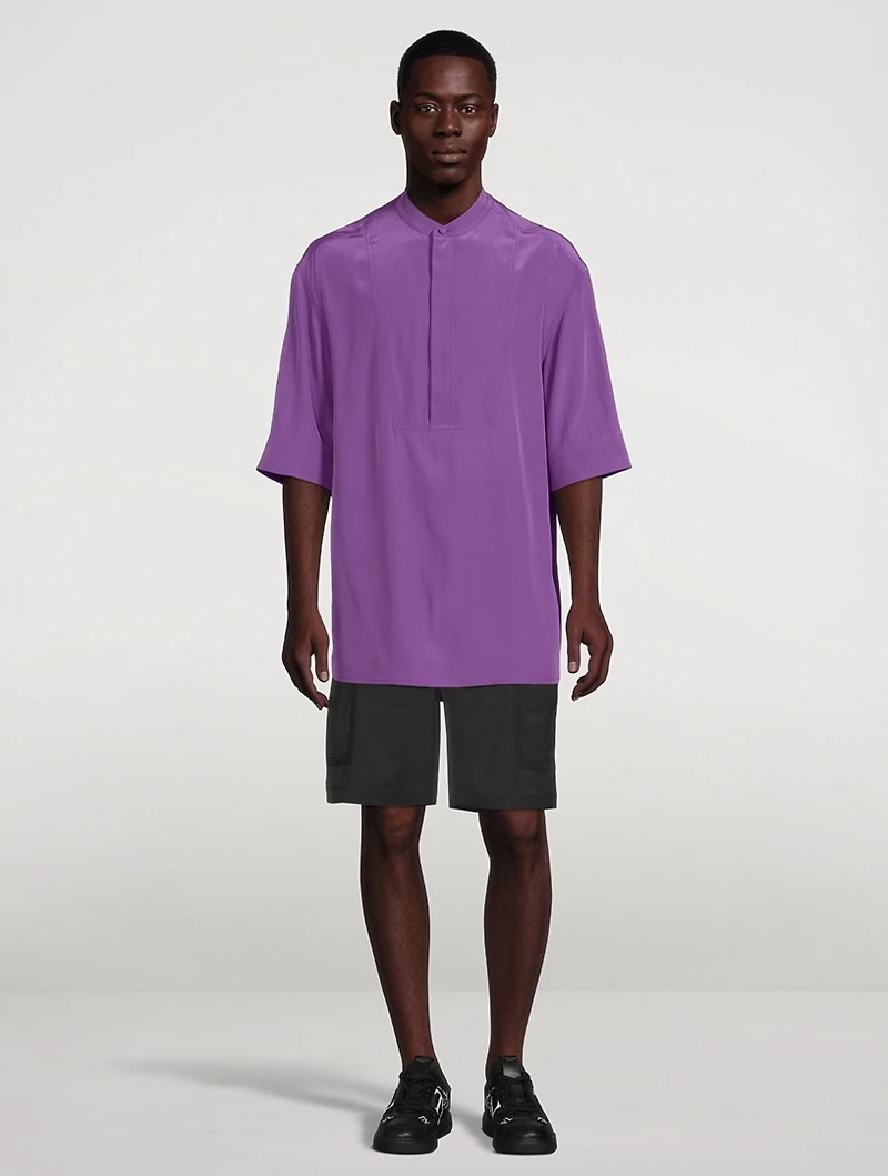 Washed Silk Short-Sleeve Shirt