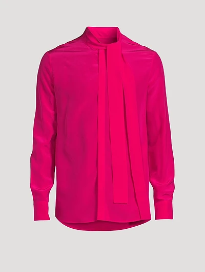 Silk Tie-Neck Blouse