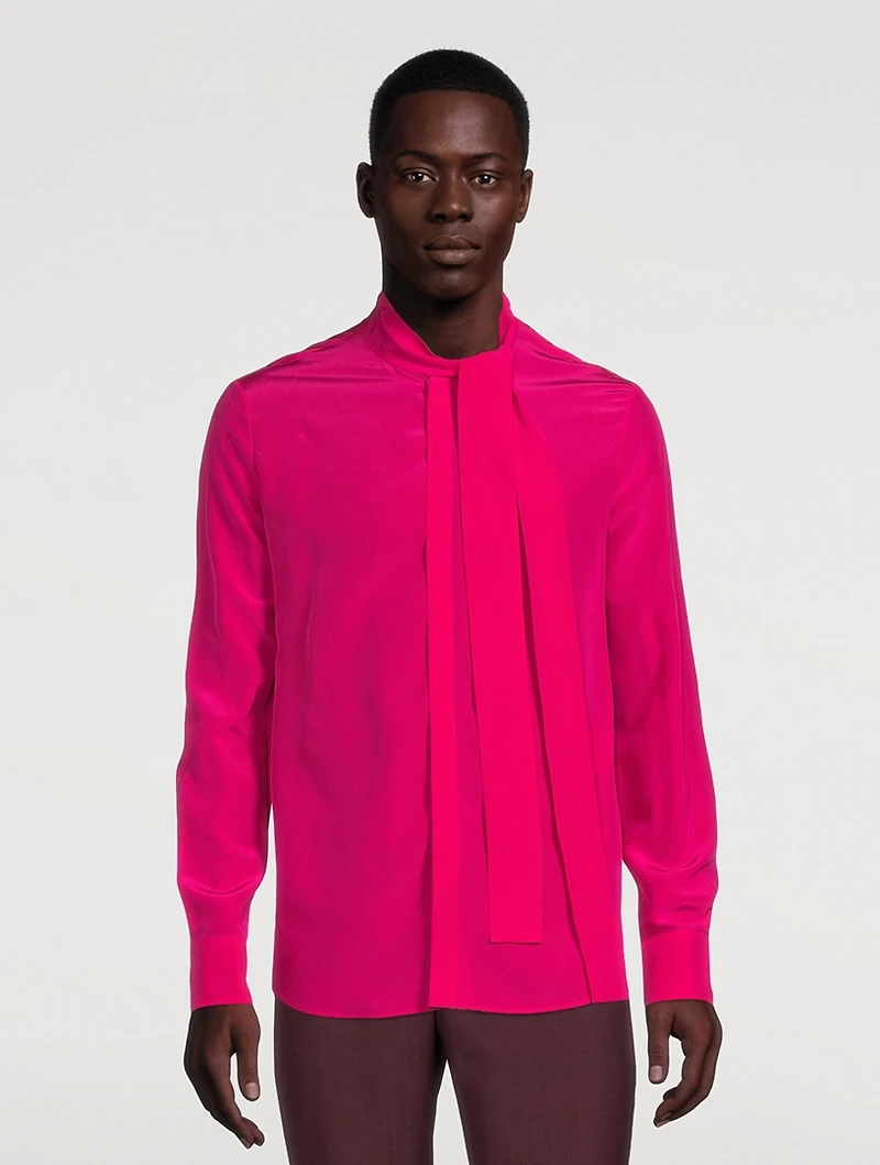 Silk Tie-Neck Blouse