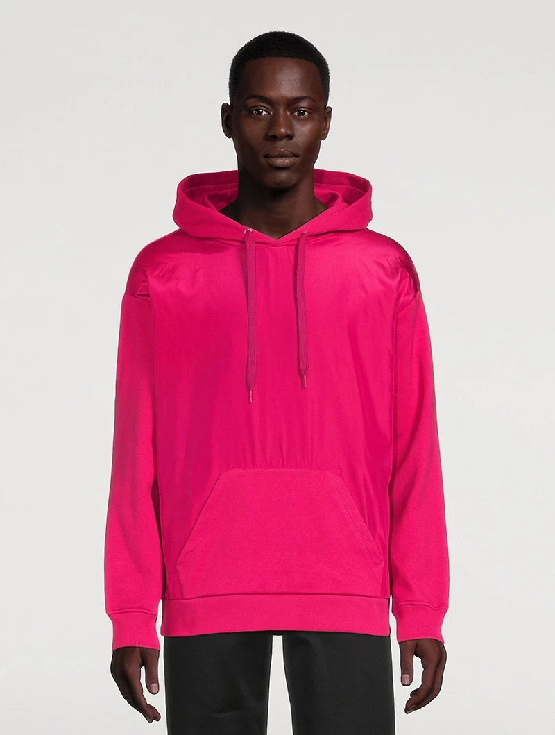 Cotton Hoodie With Taffeta Panel