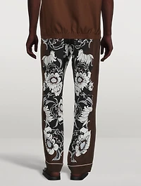 Silk Pajama Pants Floral Print
