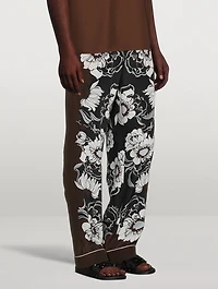 Silk Pajama Pants Floral Print