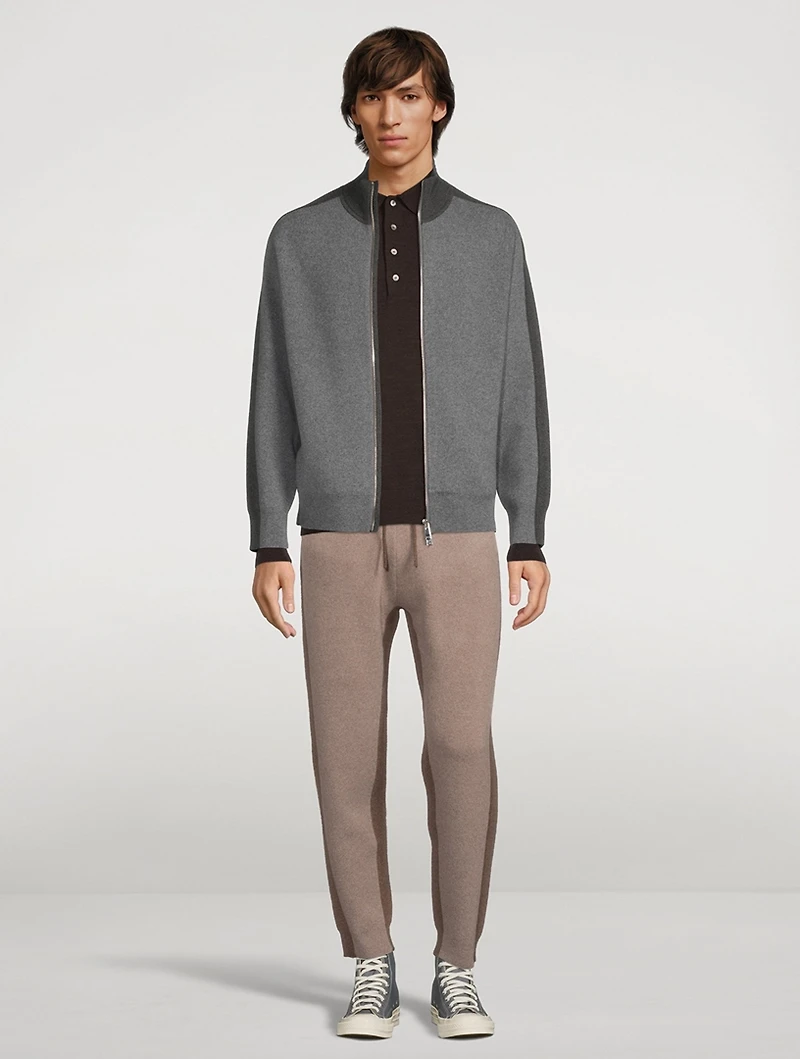 Wool And Cashmere Two-Tone Jogger Pants