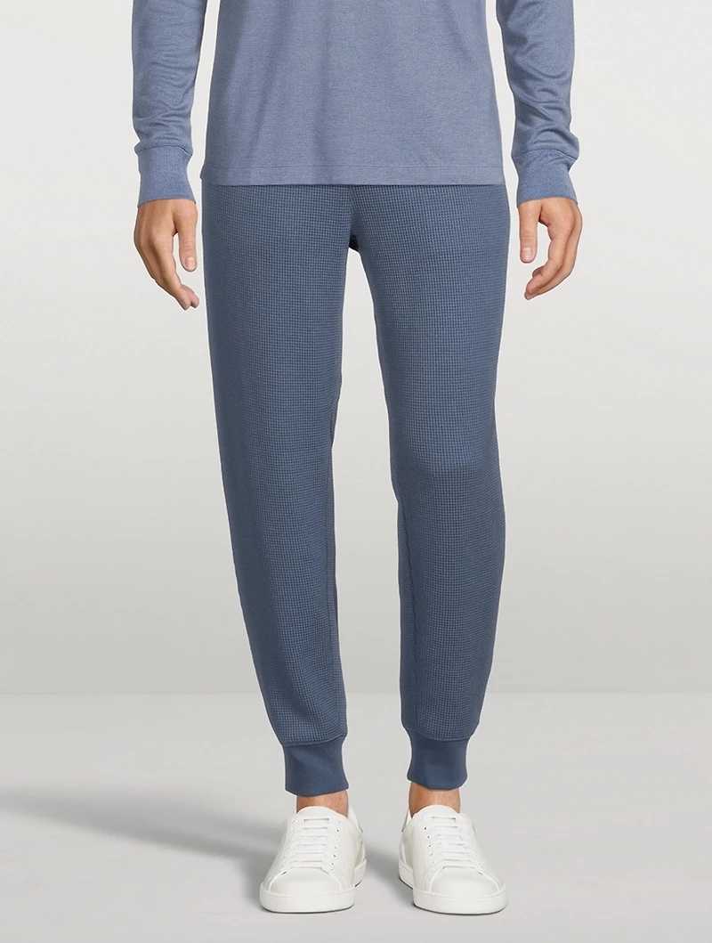 Cotton Waffle-Knit Jogger Pants