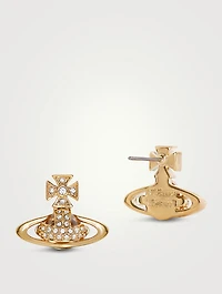 Sorada Bas Relief Pavé Earrings With Pink Crystals
