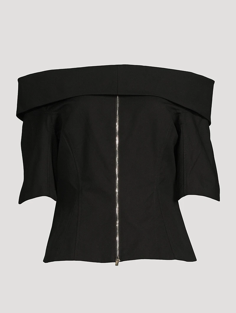 Off-The-Shoulder Structured Cotton Top