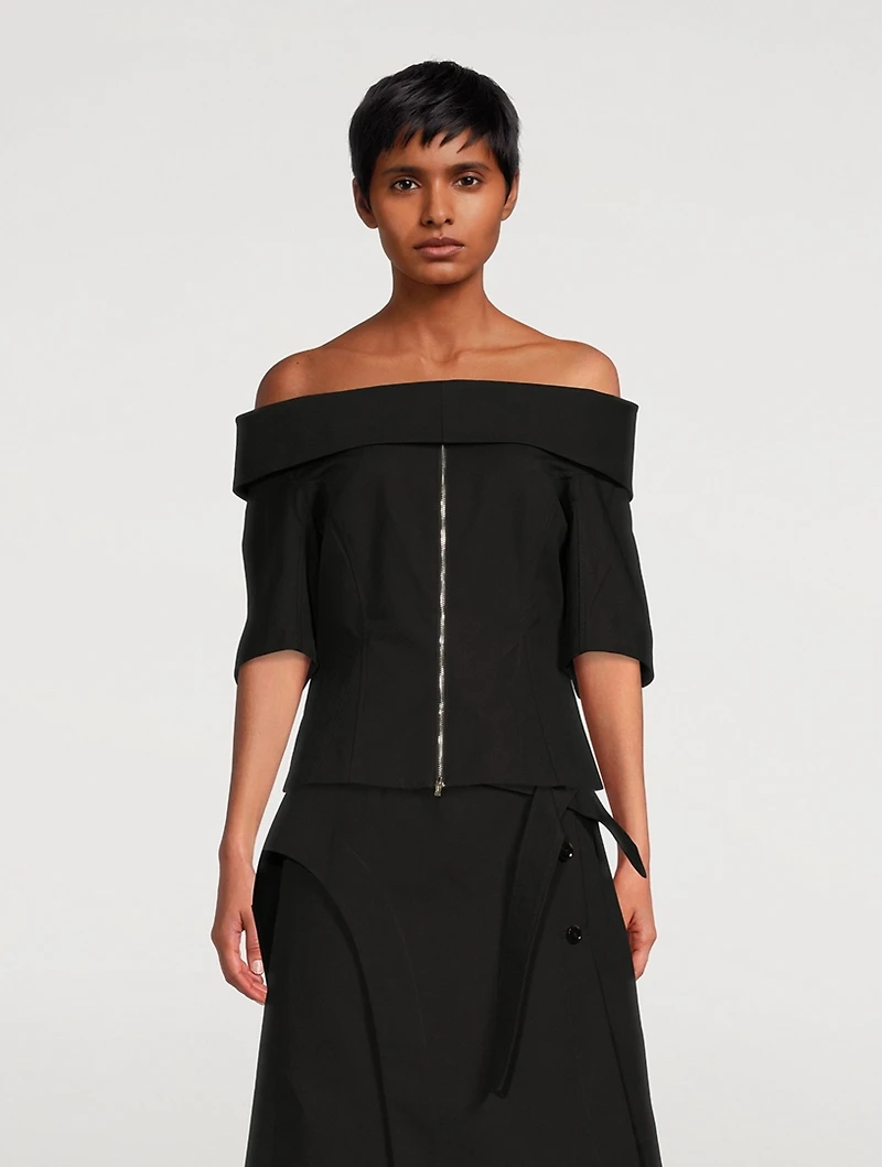 Off-The-Shoulder Structured Cotton Top