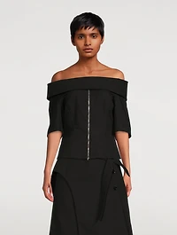 Off-The-Shoulder Structured Cotton Top