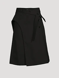 A-Line Structured Cotton Midi Skirt