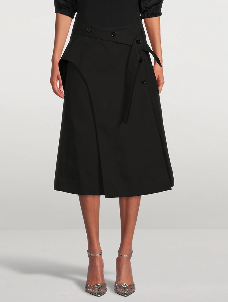 A-Line Structured Cotton Midi Skirt