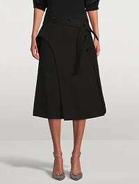 A-Line Structured Cotton Midi Skirt