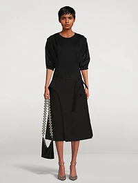 A-Line Structured Cotton Midi Skirt