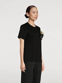Cotton T-Shirt With Floral Embellishment