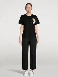 Cotton T-Shirt With Floral Embellishment