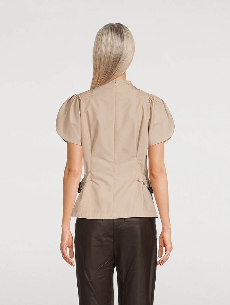 Puff-Sleeve Poplin Blouse