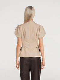 Puff-Sleeve Poplin Blouse