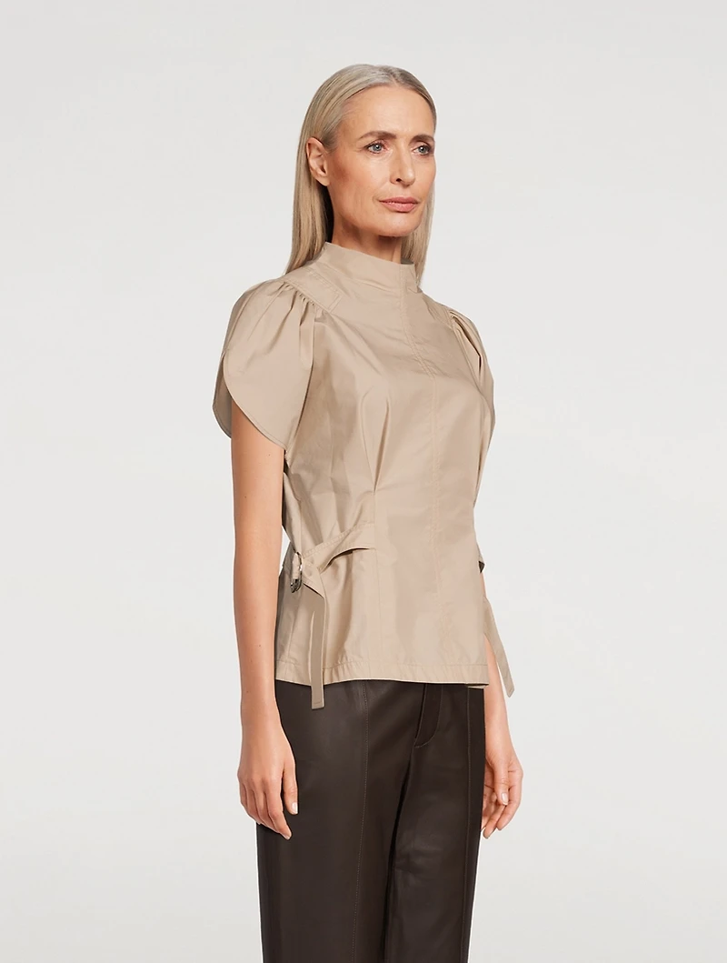Puff-Sleeve Poplin Blouse