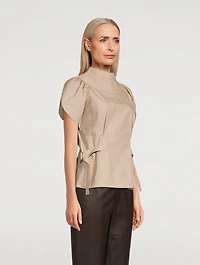 Puff-Sleeve Poplin Blouse