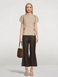 Puff-Sleeve Poplin Blouse