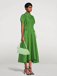 Puff-Sleeve Cotton Poplin Midi Dress