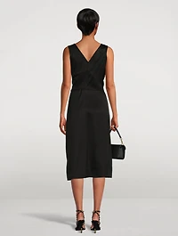 Tie-Front Satin Midi Dress