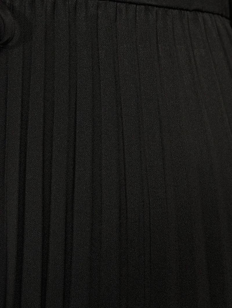 Tie-Front Satin Midi Dress