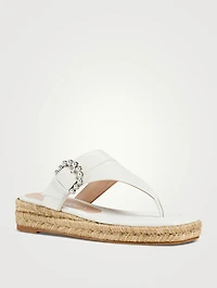 Pearl Buckle Espadrille Sandals