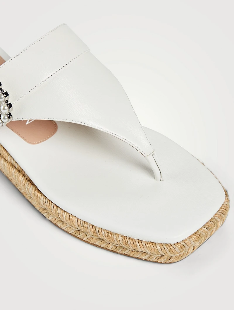 Pearl Buckle Espadrille Sandals
