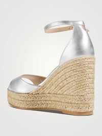 Nudistcurve Metallic Leather Espadrille Wedge Sandals