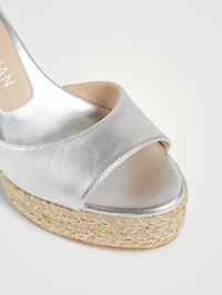 Nudistcurve Metallic Leather Espadrille Wedge Sandals
