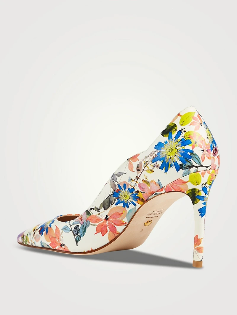 Stuart Scallop Leather Pumps Floral Print