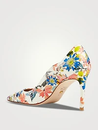 Stuart Scallop Leather Pumps Floral Print