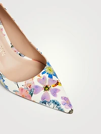 Stuart Scallop Leather Pumps Floral Print